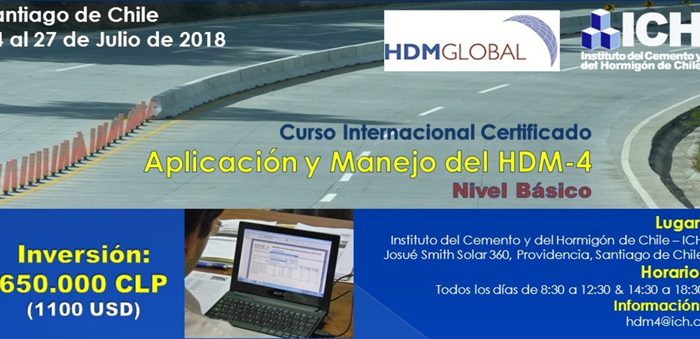 ICH announce a course on the Application and Management of HDM-4